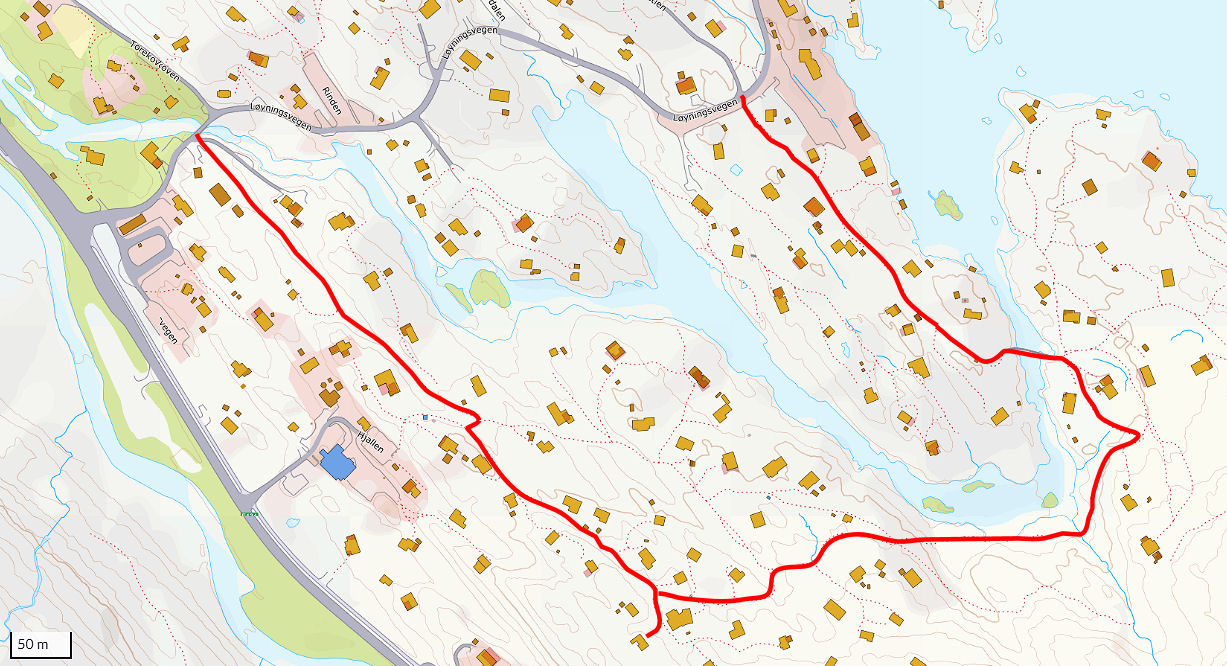 Map walk to Loyningsvannet